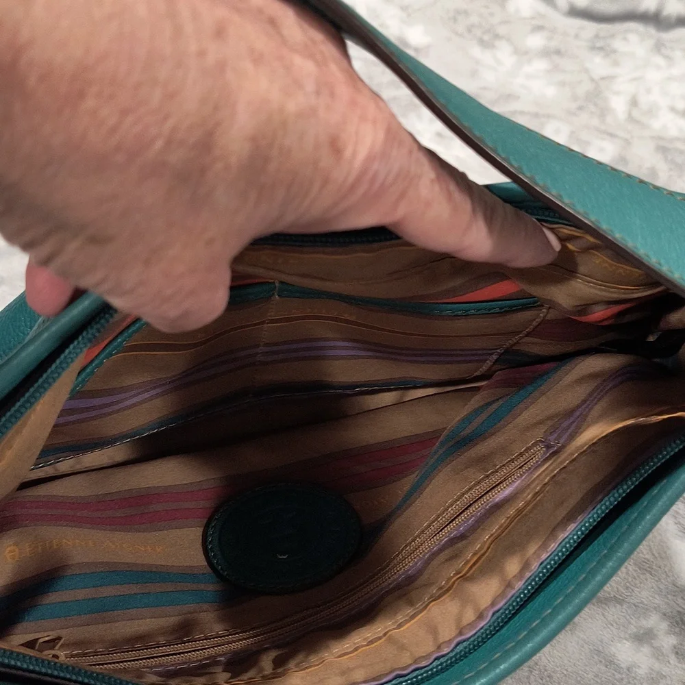 Etienne Aigner Leather Teal Handbag/shoulder bag, EUC 13